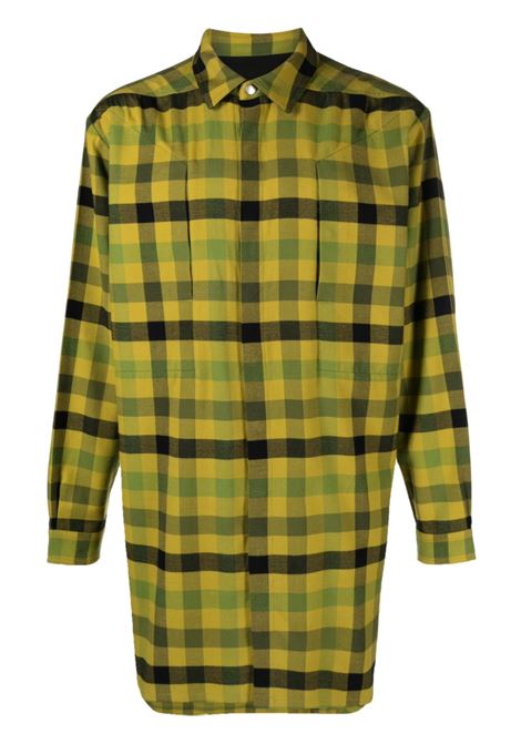 Camicia lunga a quadri in giallo - uomo RICK OWENS | RU02C7240CP32P